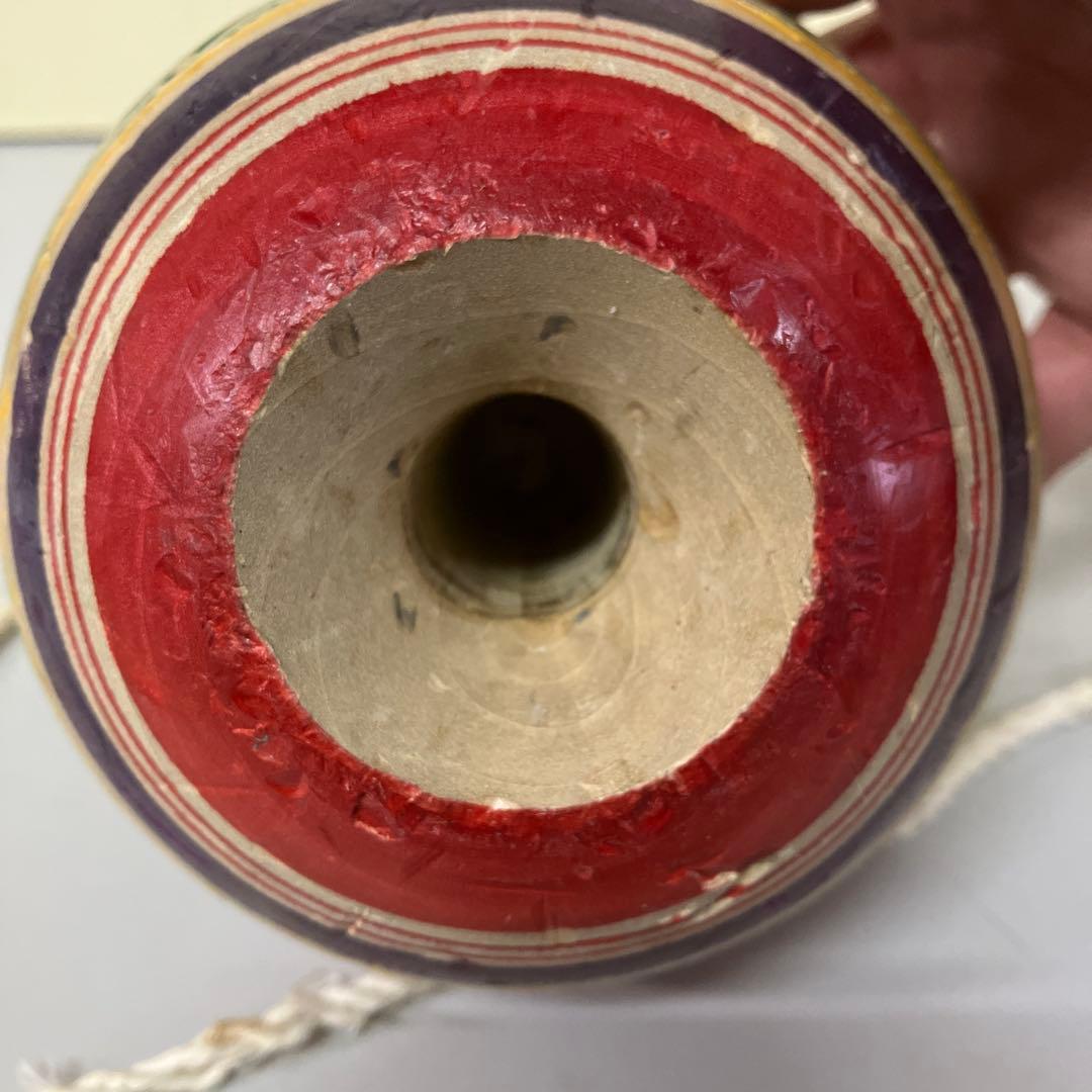 E-4 昭和レトロ 木製 特大 巨大 けん玉 レインボーカラー おもちゃ 古道具