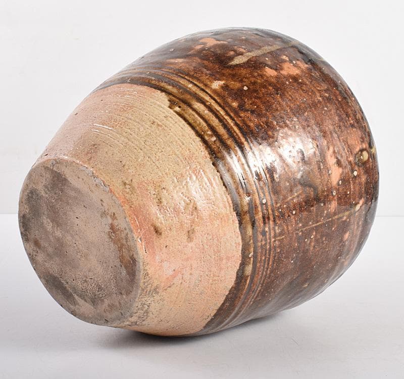 瀬戸焼　古瀬戸　四耳葉茶壷　飾壷　時代箱付　C R4089C