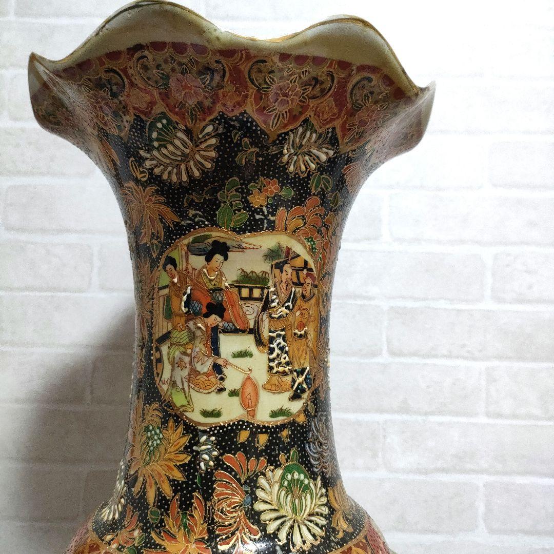 中国美術 大型飾り壺 大花瓶 金彩 美人画 屋形船 豪華爛漫 60cmサイズ