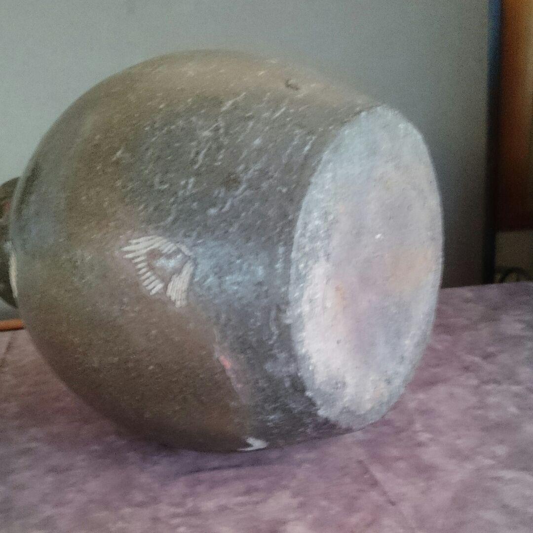 薩摩焼 黒薩摩貝目壺 花瓶 レア 古美術