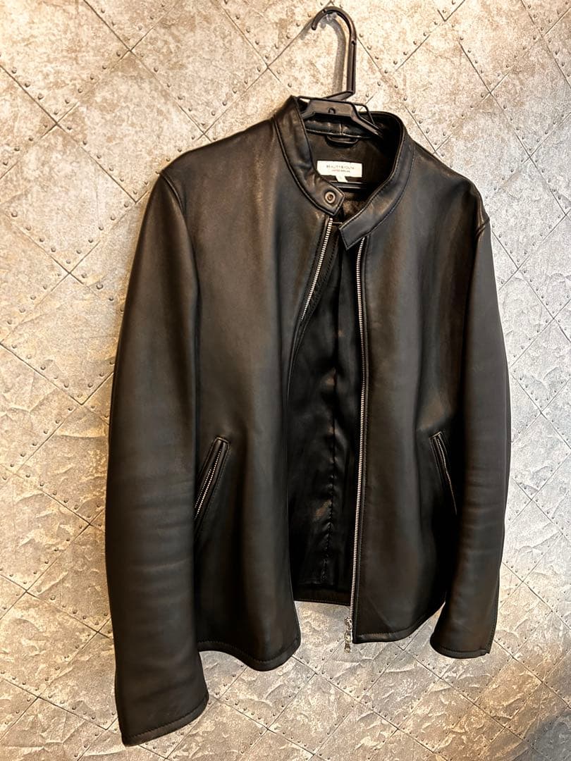 BEAUTY&YOUTH ブラック　ラムレザーシングルライダース　Lサイズ