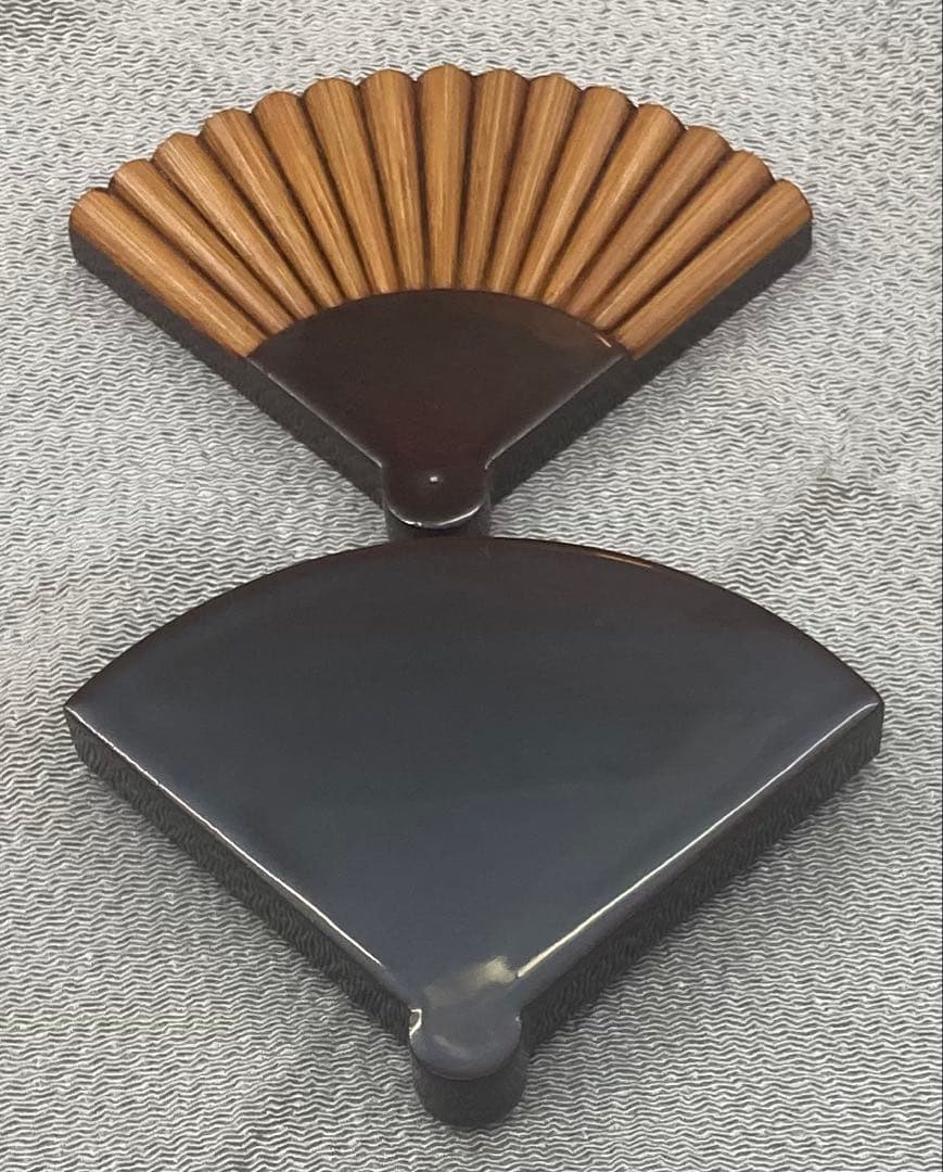 B435b「而妙斎好 竹張扇面香合」鈴木光入作　共箱　平安　香道具　茶道具