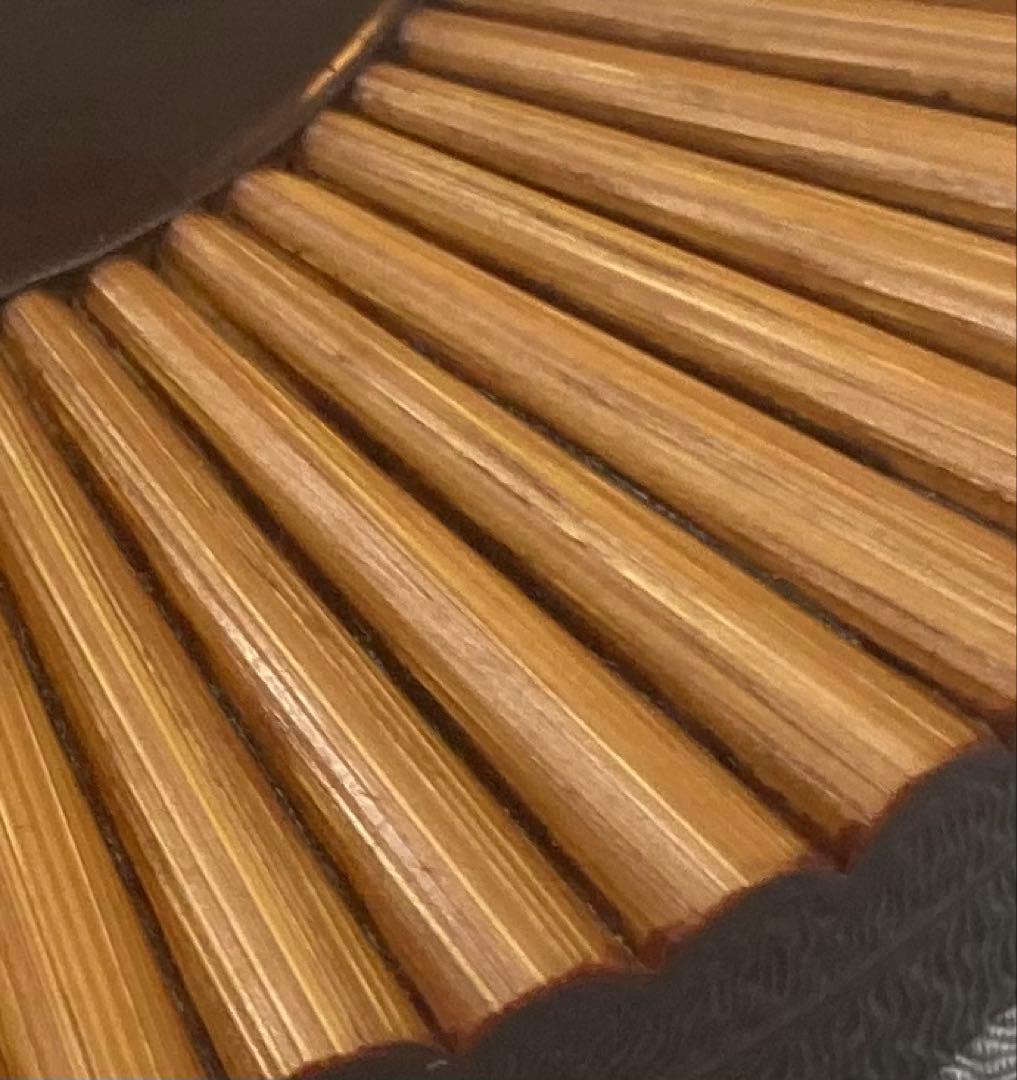 B435b「而妙斎好 竹張扇面香合」鈴木光入作　共箱　平安　香道具　茶道具