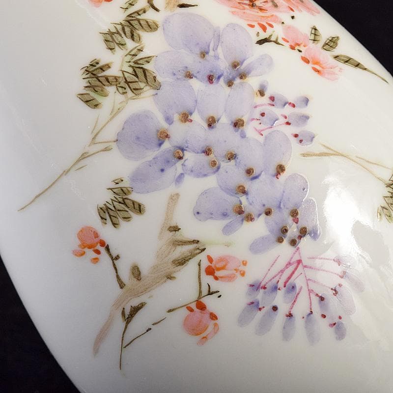 中国　中国景徳鎮製款　薄胎　粉彩　漢詩花鳥文瓶　一對　D　R7797B