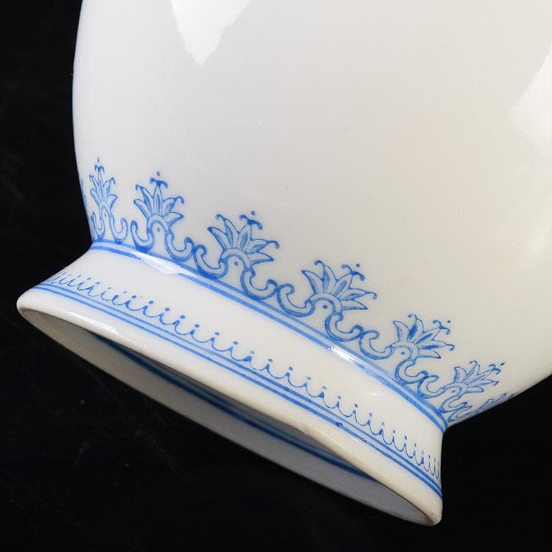 中国　中国景徳鎮製款　薄胎　粉彩　漢詩花鳥文瓶　一對　D　R7797B