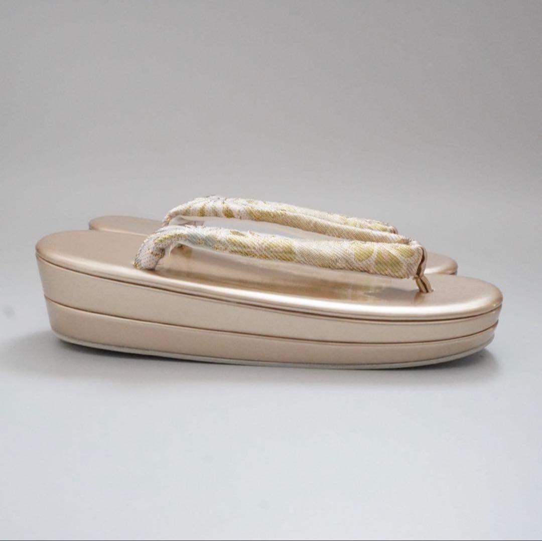 [ゴールド]織生地草履バッグセット　Lサイズ　成人式　卒業式　佐賀錦