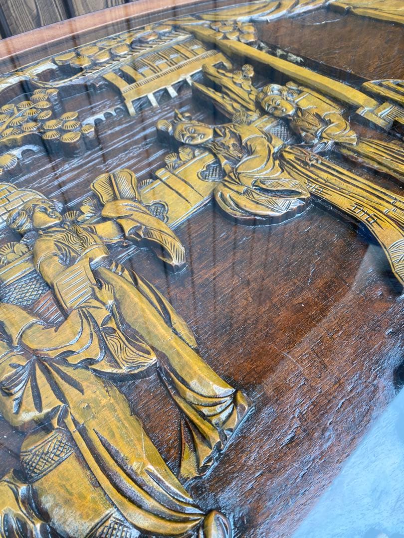 ローテーブル　センター テーブル　木彫り　彫刻　応接　中国　美術　工芸品