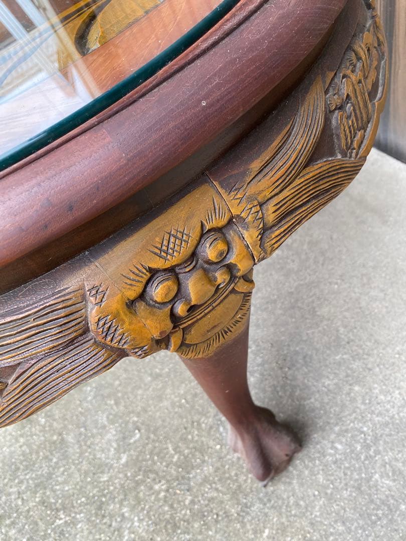 ローテーブル　センター テーブル　木彫り　彫刻　応接　中国　美術　工芸品