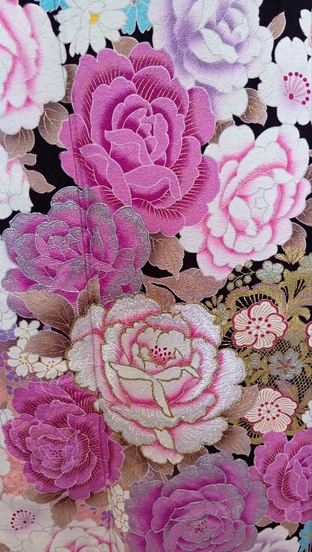 成人式当日お祝いSALE　振袖フルセット　ラインストーン　濃紫　帯揚げ2枚付