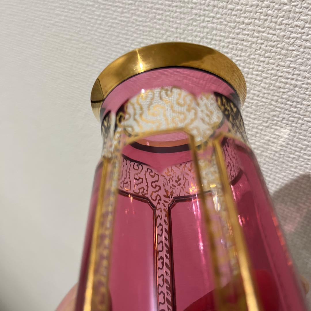 Bohemia ボヘミアガラス 金彩 レリーフ フラワーベース