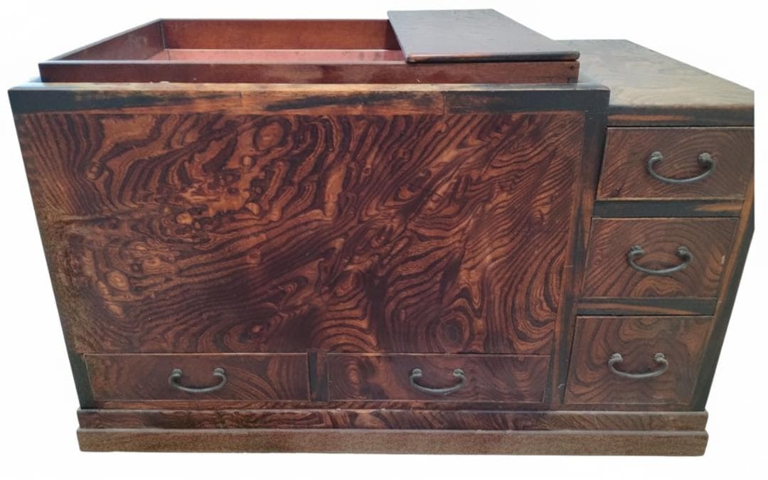 年代物 高級 木製 長火鉢 銅壺付