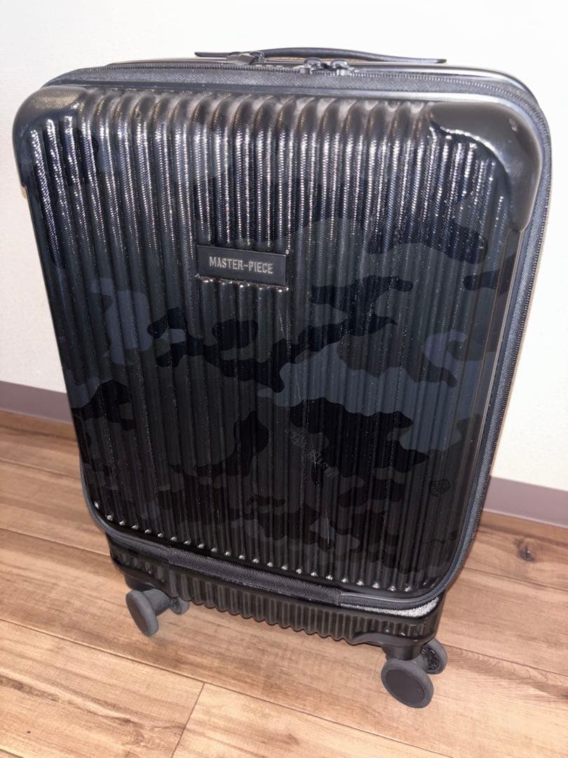 【希少】マスターピース キャリーケース 迷彩 ストッパー付 機内持込可 美品