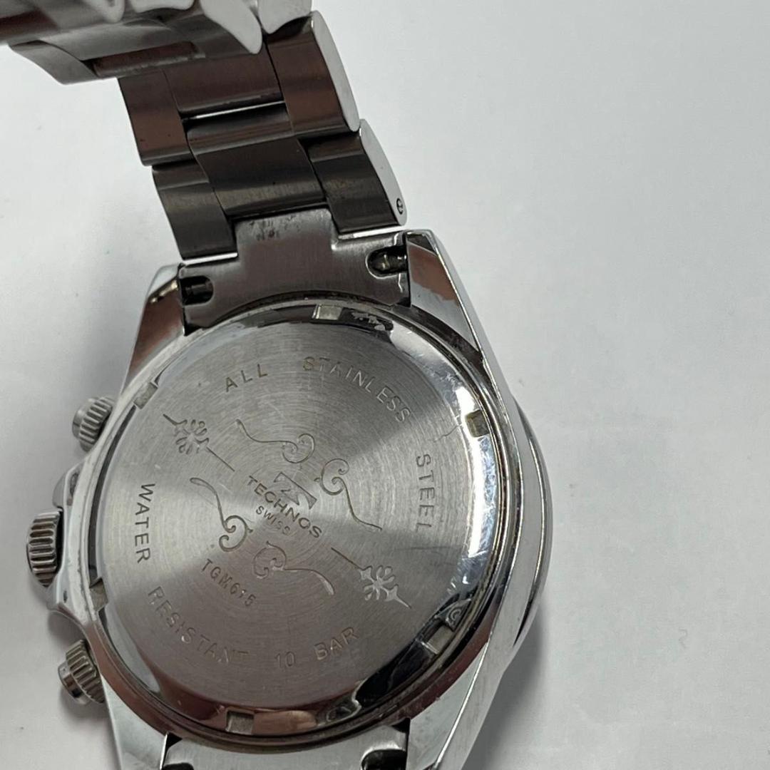 【新品電池】テクノス TGM615 クロノグラフ 腕時計 10気圧防水 黒文字盤