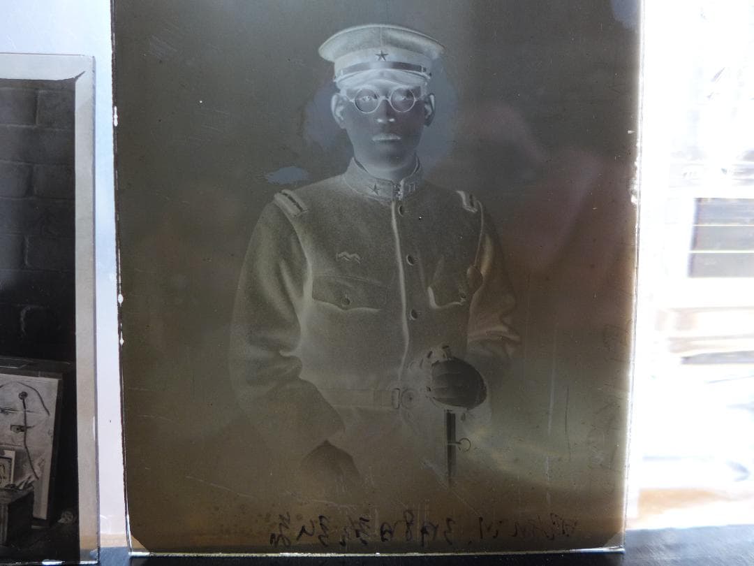 珍品　時代物　戦前　上海事変頃？陸軍　新野部隊通信員？　ガラス乾板3点　ネガ