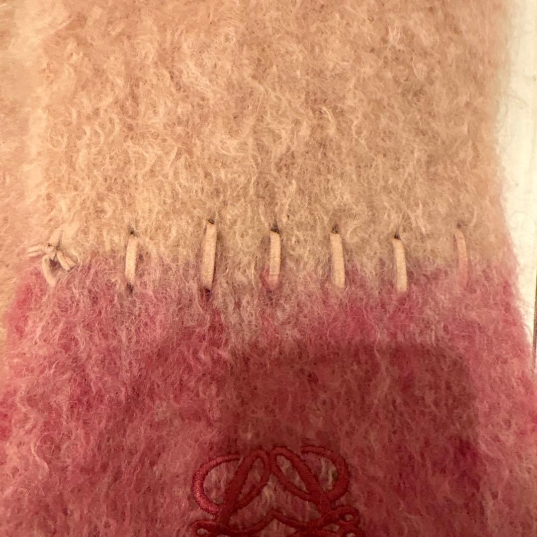 LOEWE ロエベ　ピンク モヘア　ウールマフラー　フリンジ