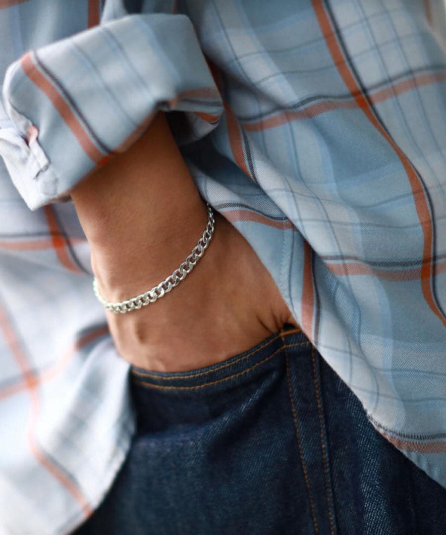 BEAMS カーブチェーンブレスレット SILVER925 極美品