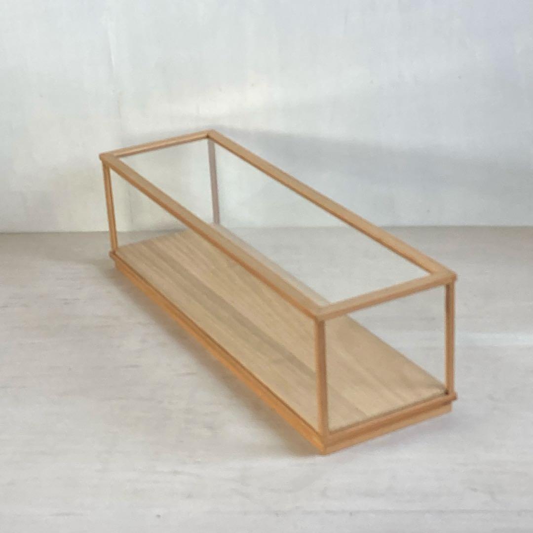 g314 古い木製ガラスケース 横長 ショーケース オープンタイプ