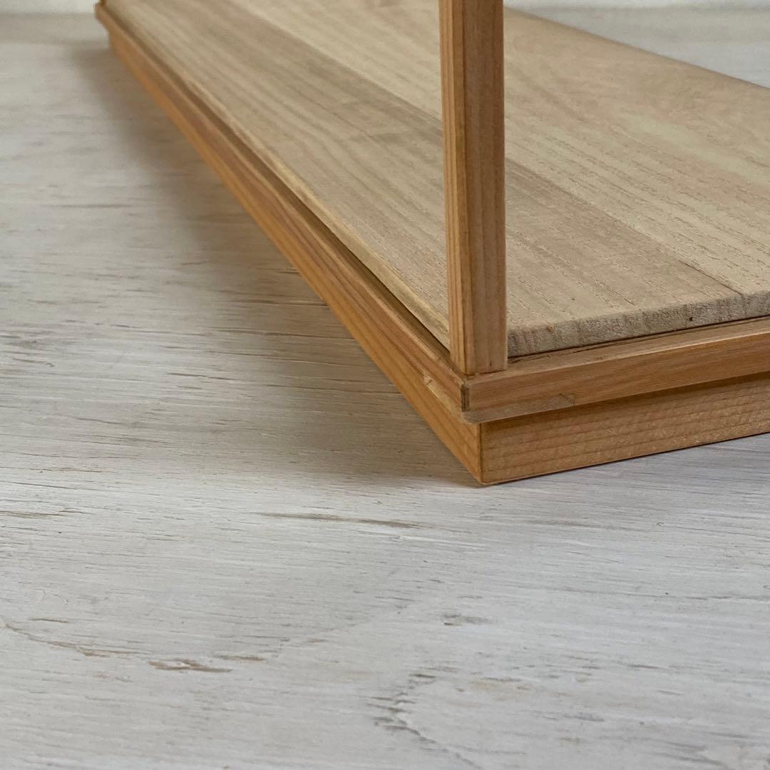 g314 古い木製ガラスケース 横長 ショーケース オープンタイプ