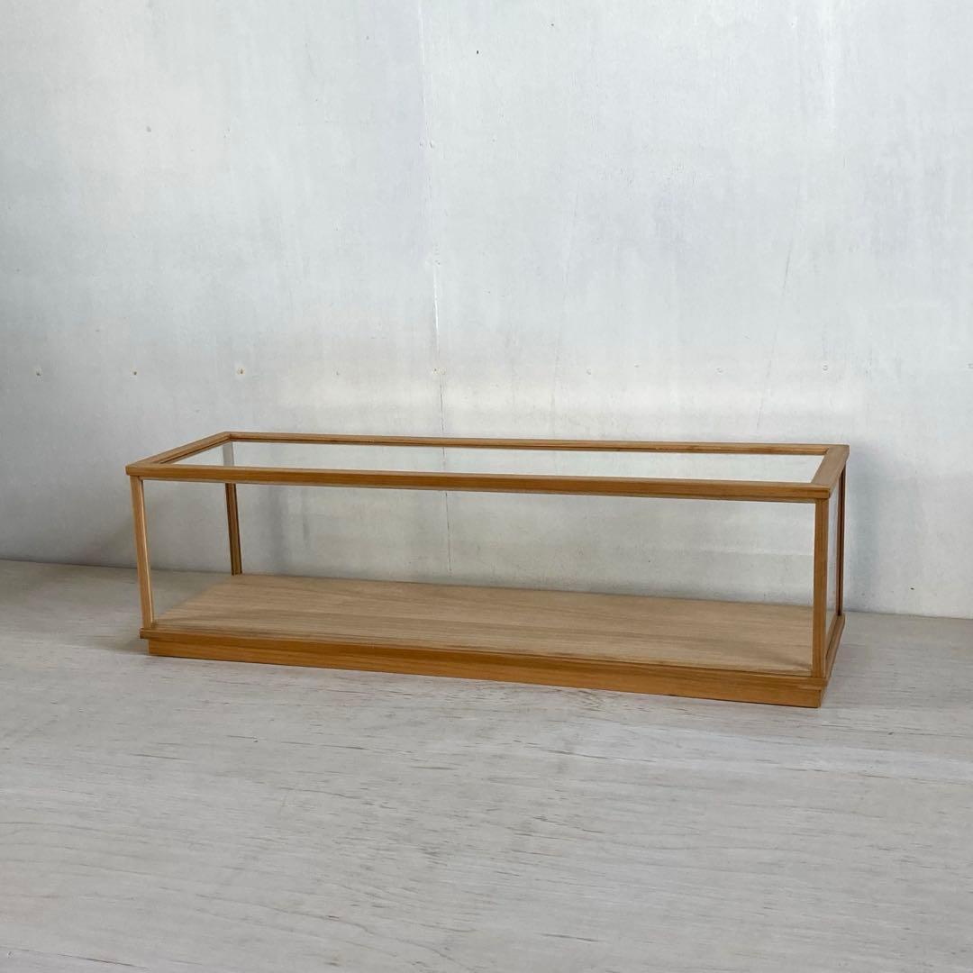 g314 古い木製ガラスケース 横長 ショーケース オープンタイプ