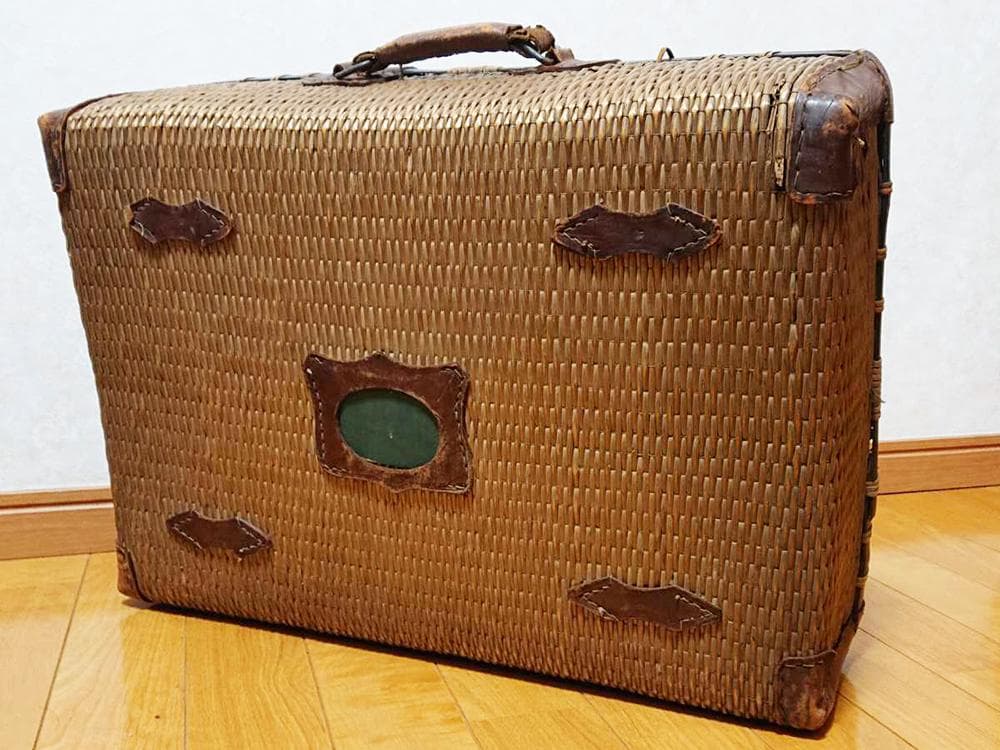 【珍】　★ 柳編み トランクケース ★　籠 カゴ 収納かご バスケット　古民具