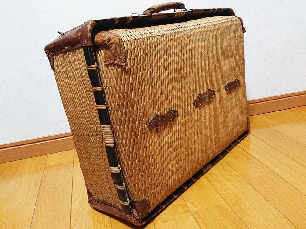 【珍】　★ 柳編み トランクケース ★　籠 カゴ 収納かご バスケット　古民具