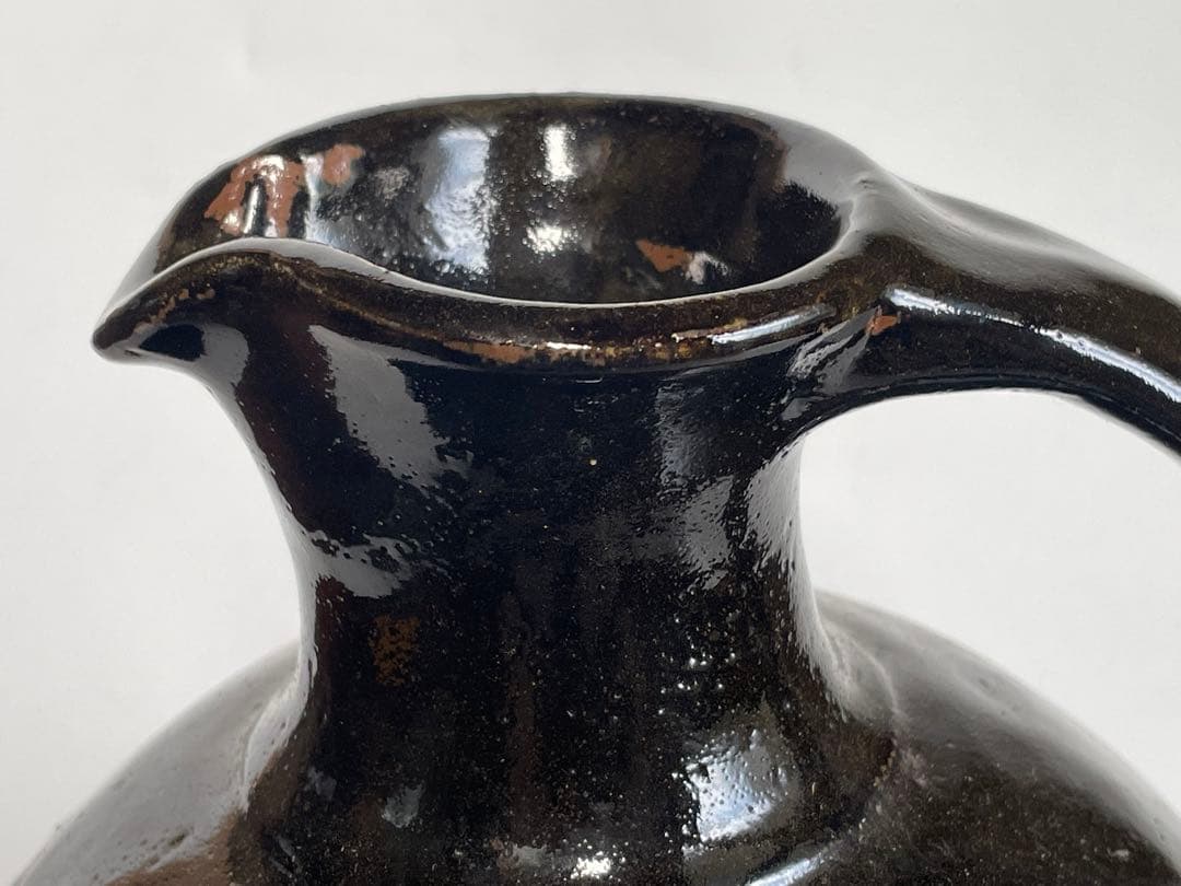 陶芸家　人間国宝　濱田庄司　浜田庄司　？黒釉　水次　水注　ピッチャー　ポット水瓶