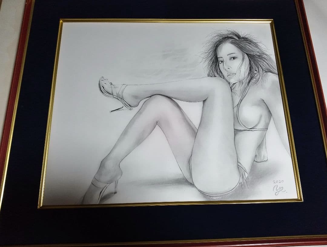 絵画、8F、裸婦、美人画、ハイヒールk、額縁、真作、高塚省吾、森本草介、肉筆。。