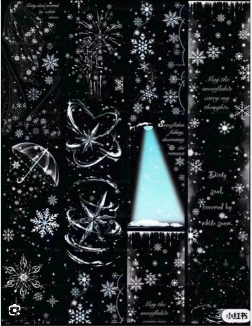 贝壳光 5.5cm×5m 银落 海外マスキングテープ　海外マステ　雪の結晶