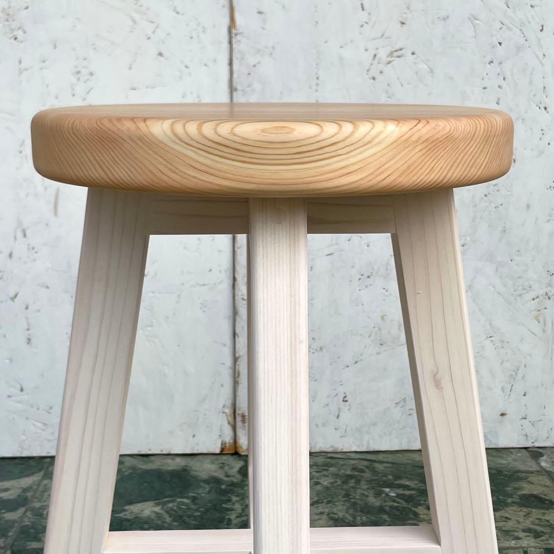 マチルダ　国産ひのき　丸椅子　木製スツール　2脚セット　北欧風