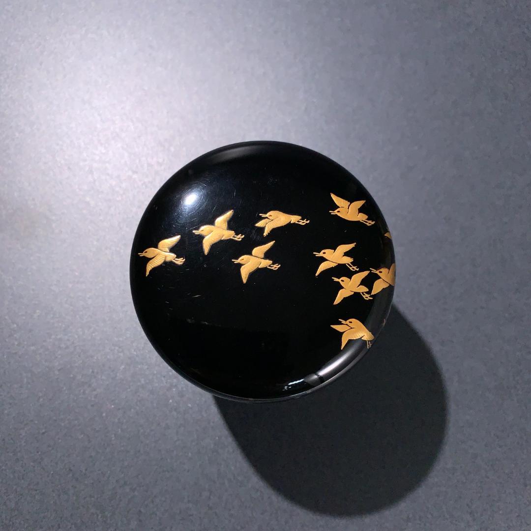 【茶道具】棗　蒔絵　波千鳥　中棗　平安光入　共箱　R0684ダP