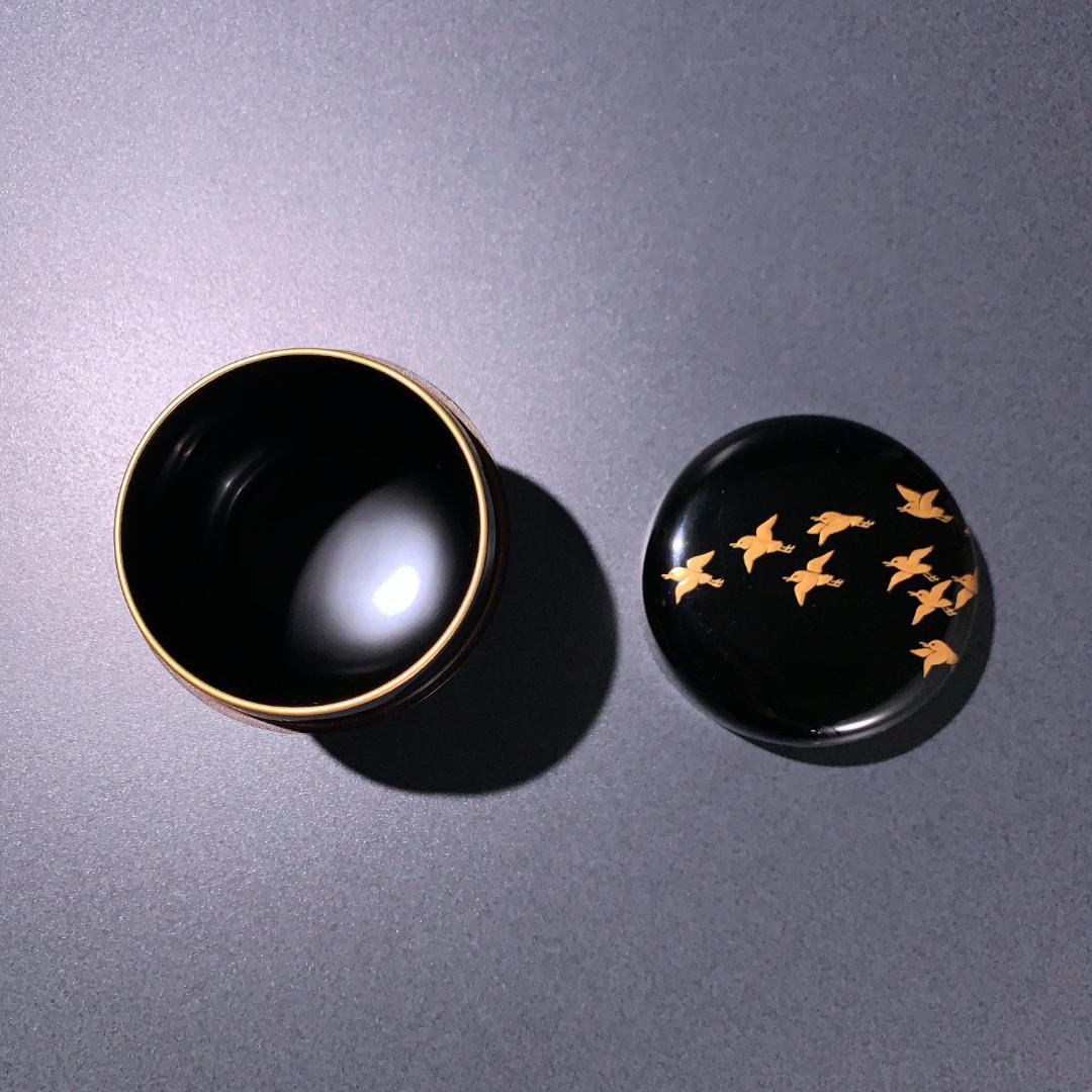 【茶道具】棗　蒔絵　波千鳥　中棗　平安光入　共箱　R0684ダP