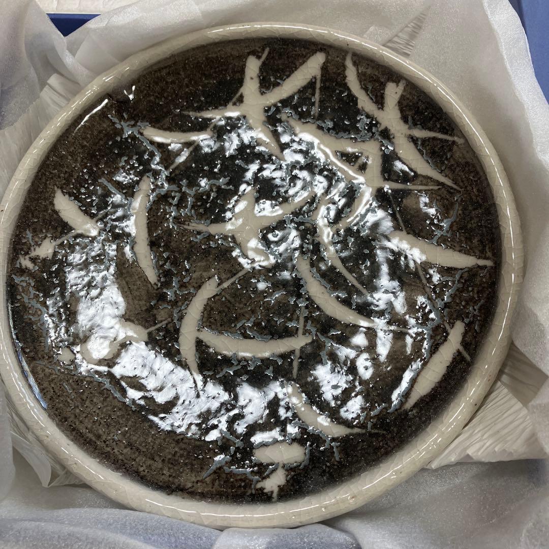 魯山人　写しの器　￼鼠志野草文玉渕皿