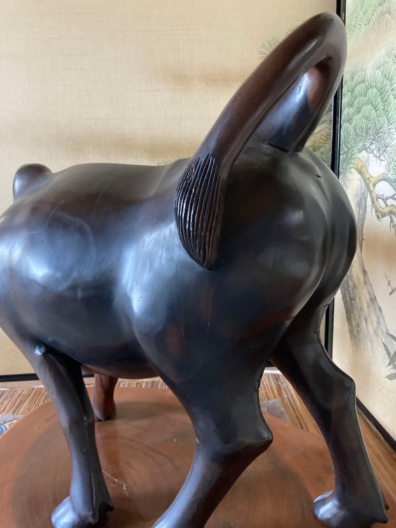 インテリア　和室家具　牛　雄牛　銘木