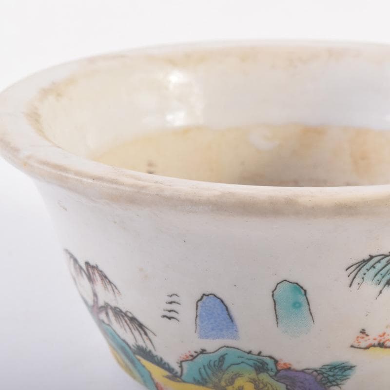 中国　粉彩　山水人物文　鉢　N　7205