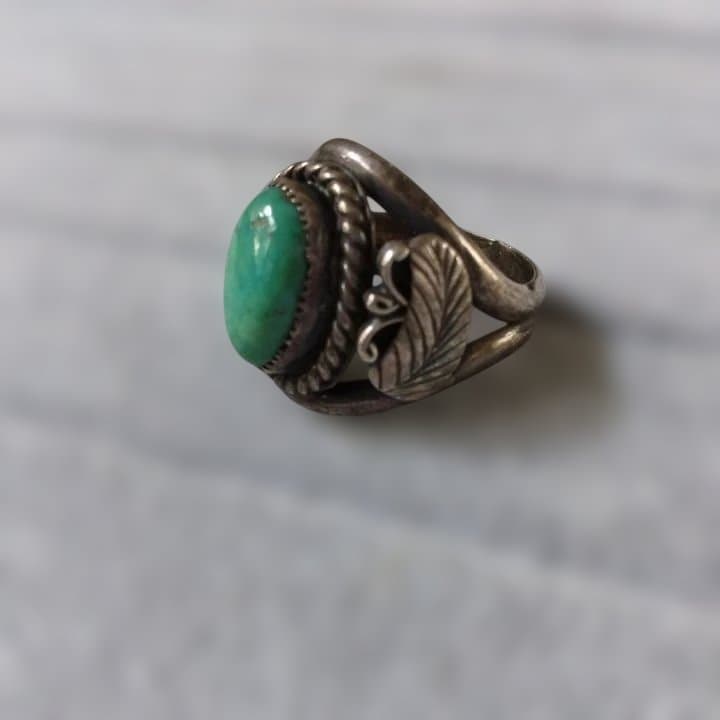ヴィンテージ スターリングシルバー L. Reeves ターコイズ石 リング
