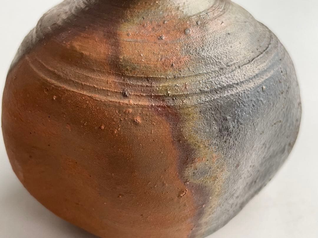 陶芸家　中村六郎　備前　窯変　徳利　酒器　共箱　備前焼