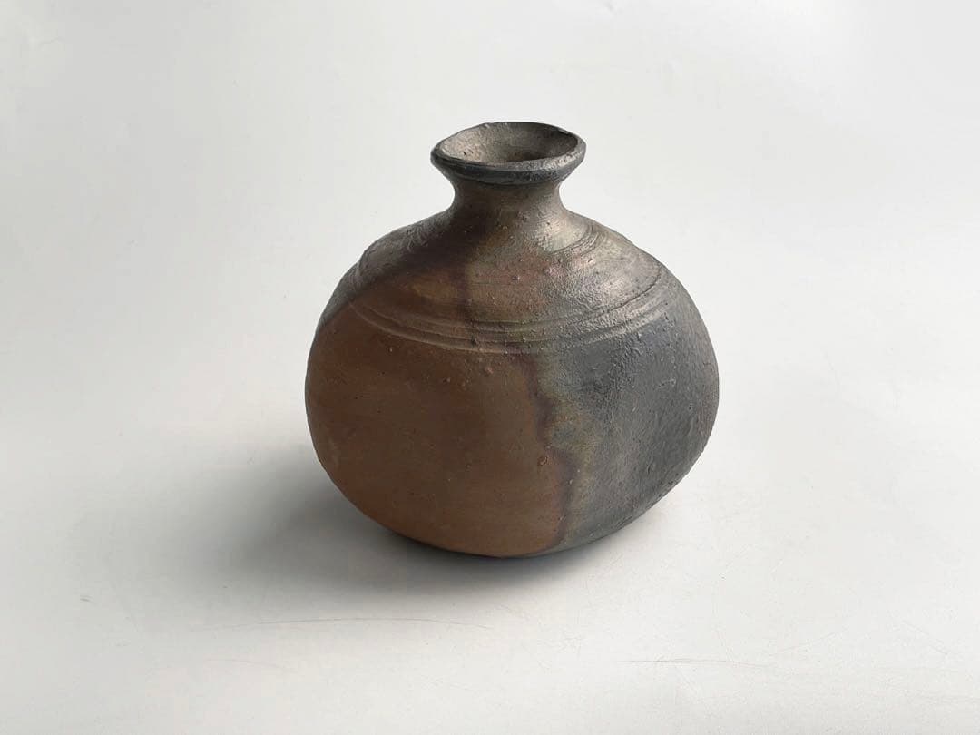 陶芸家　中村六郎　備前　窯変　徳利　酒器　共箱　備前焼