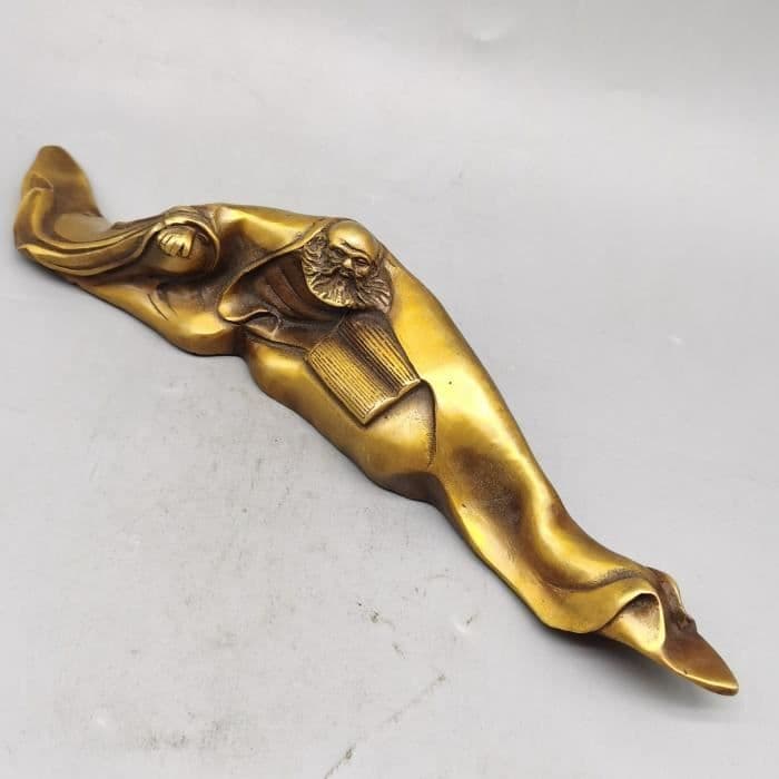 銅細工 達磨祖師 文鎮 筆架 筆置 筆入 装飾品 工芸品 美術品