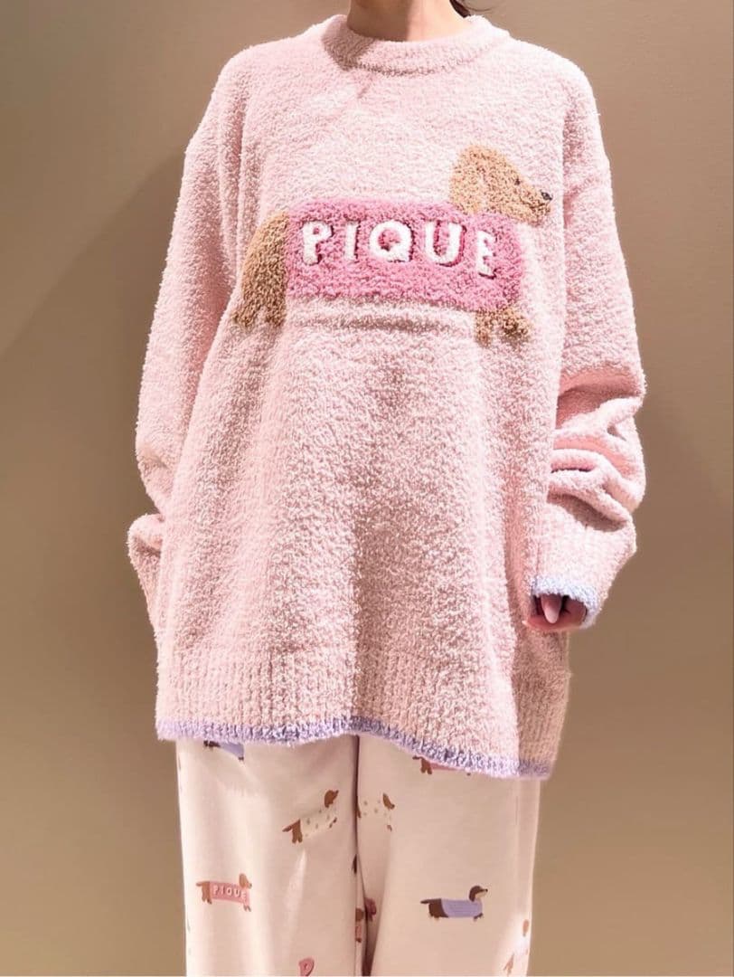 新品✨ジェラピケ ベビモコダックスフンドジャガードプルオーバー PNK