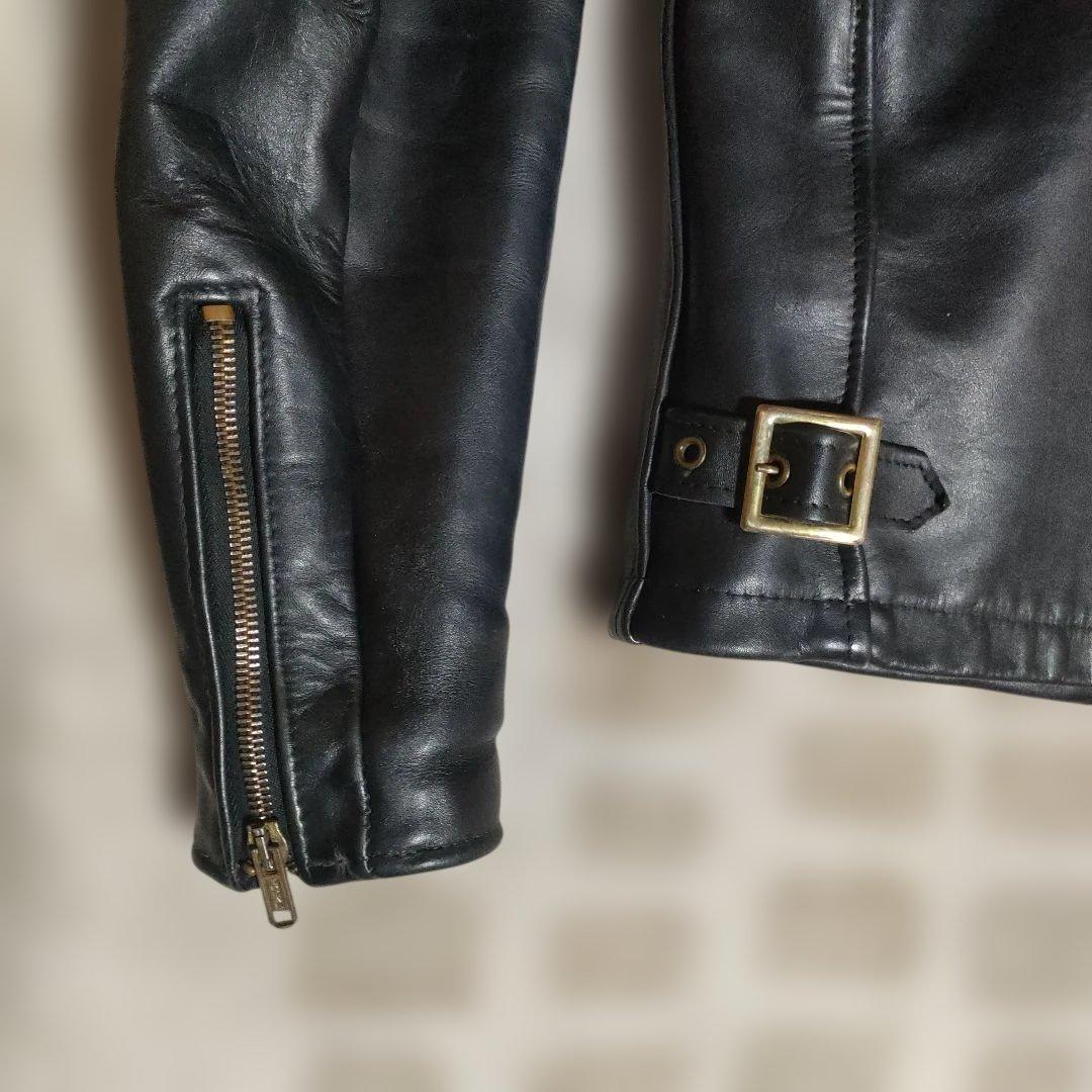 美品　別注希少モデル　短丈ゴールドジップ　643E Schott　襟付３４