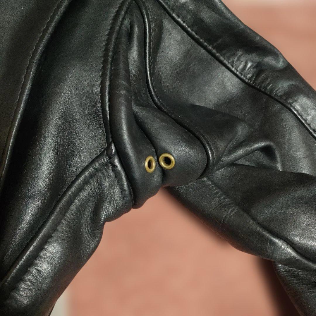 美品　別注希少モデル　短丈ゴールドジップ　643E Schott　襟付３４