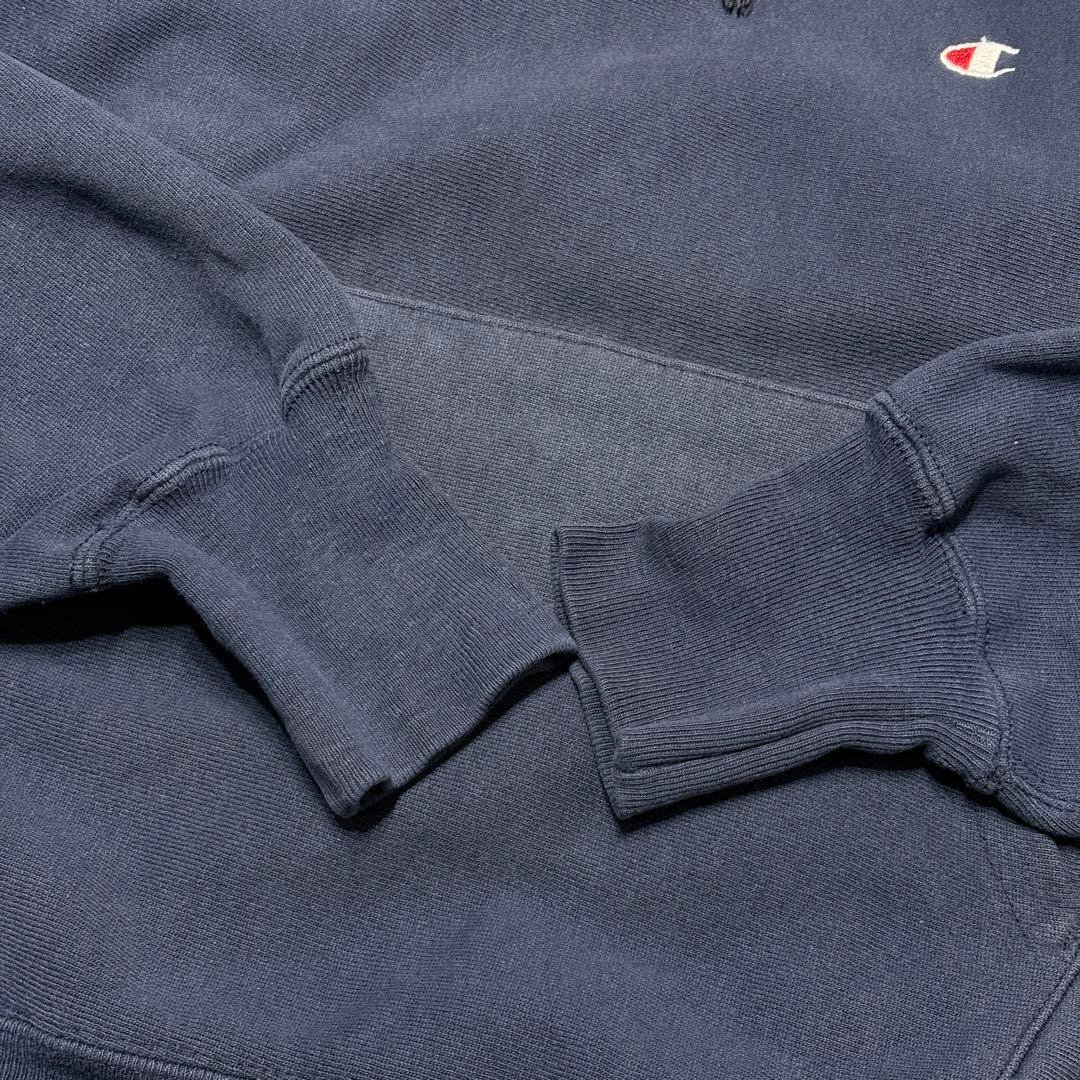 90s USA製 リバースウィーブ パーカー チャンピオン ネイビー スウェット