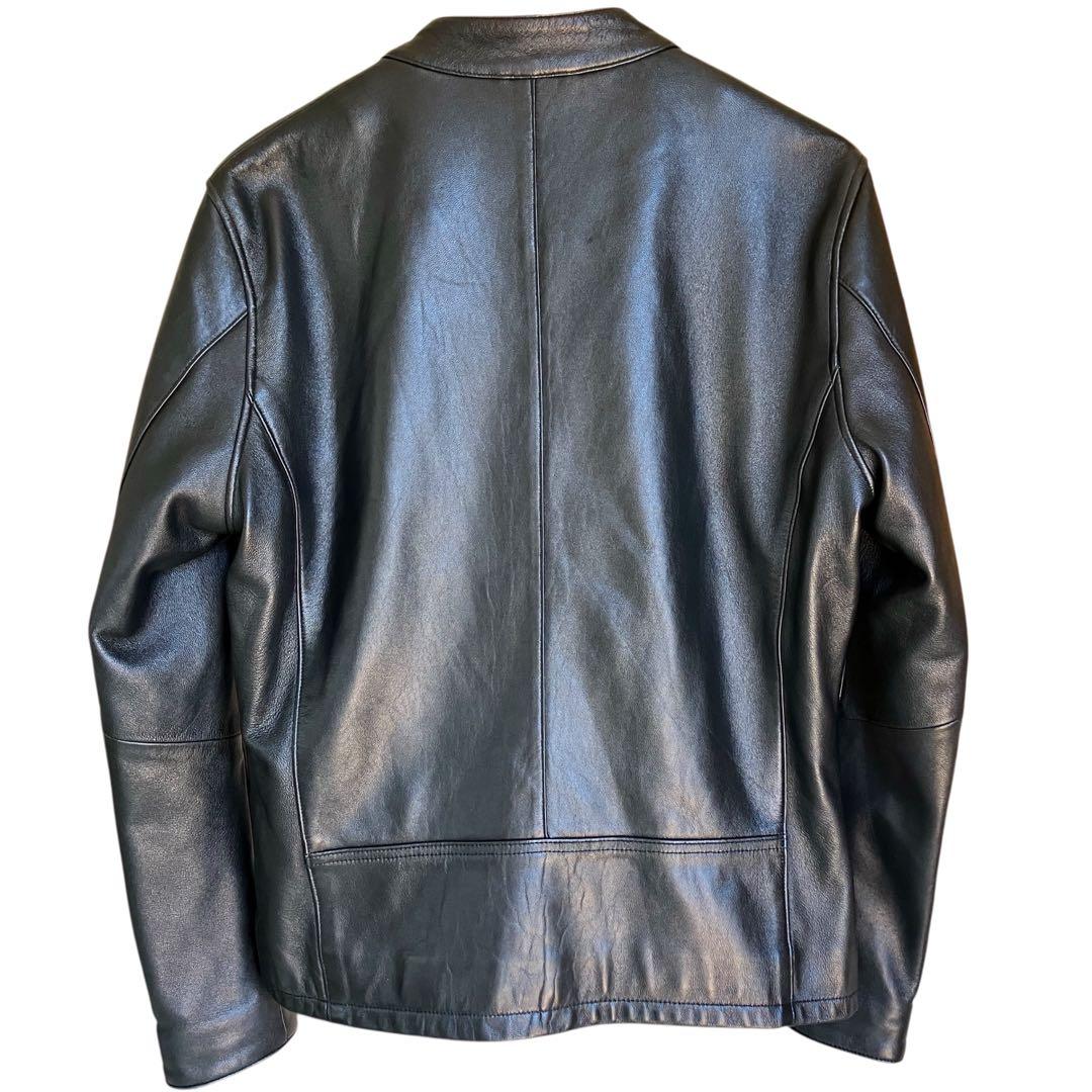 【極美品】近年モデル ナノユニバース 羊革 シングルライダースジャケット 黒 Ｌ