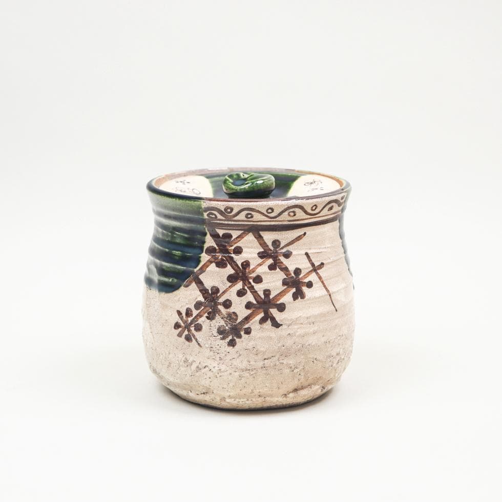 山口錠鉄 織部水指 茶道具 共箱