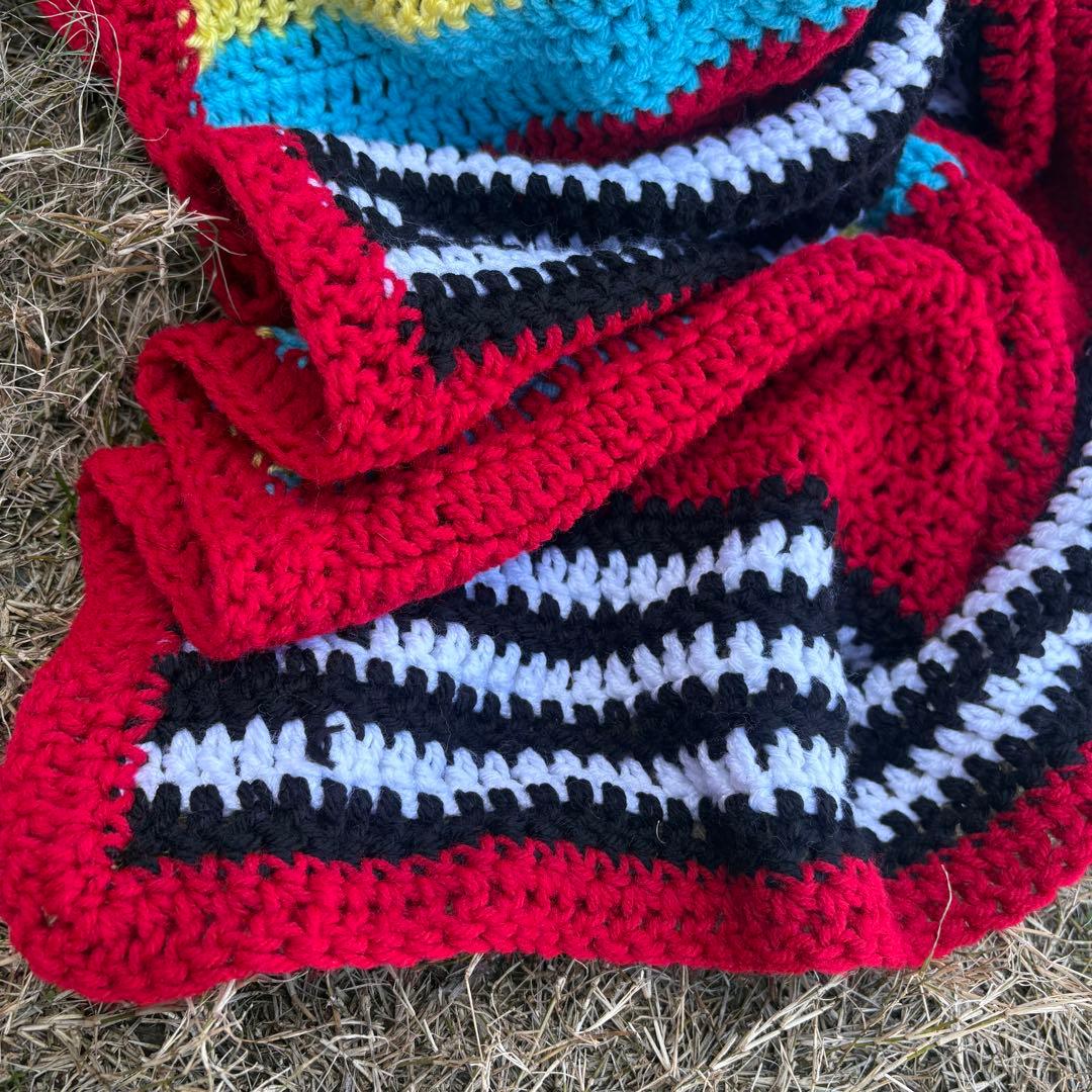 【USA vintage】グラニーブランケット ボーダー ラグ キャンプ