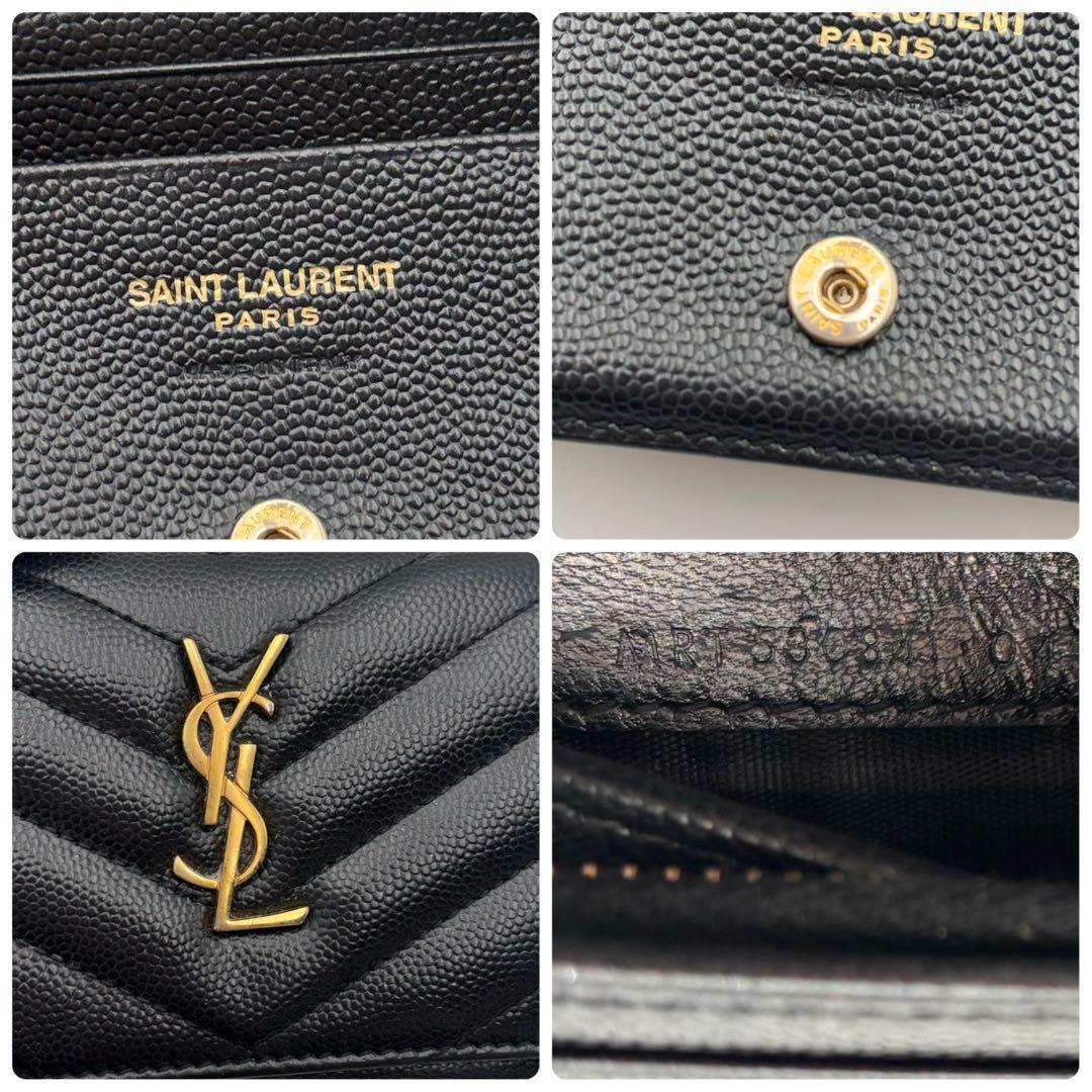 saint laurent 二つ折り財布　カサンドラ　ブラック　キルティング