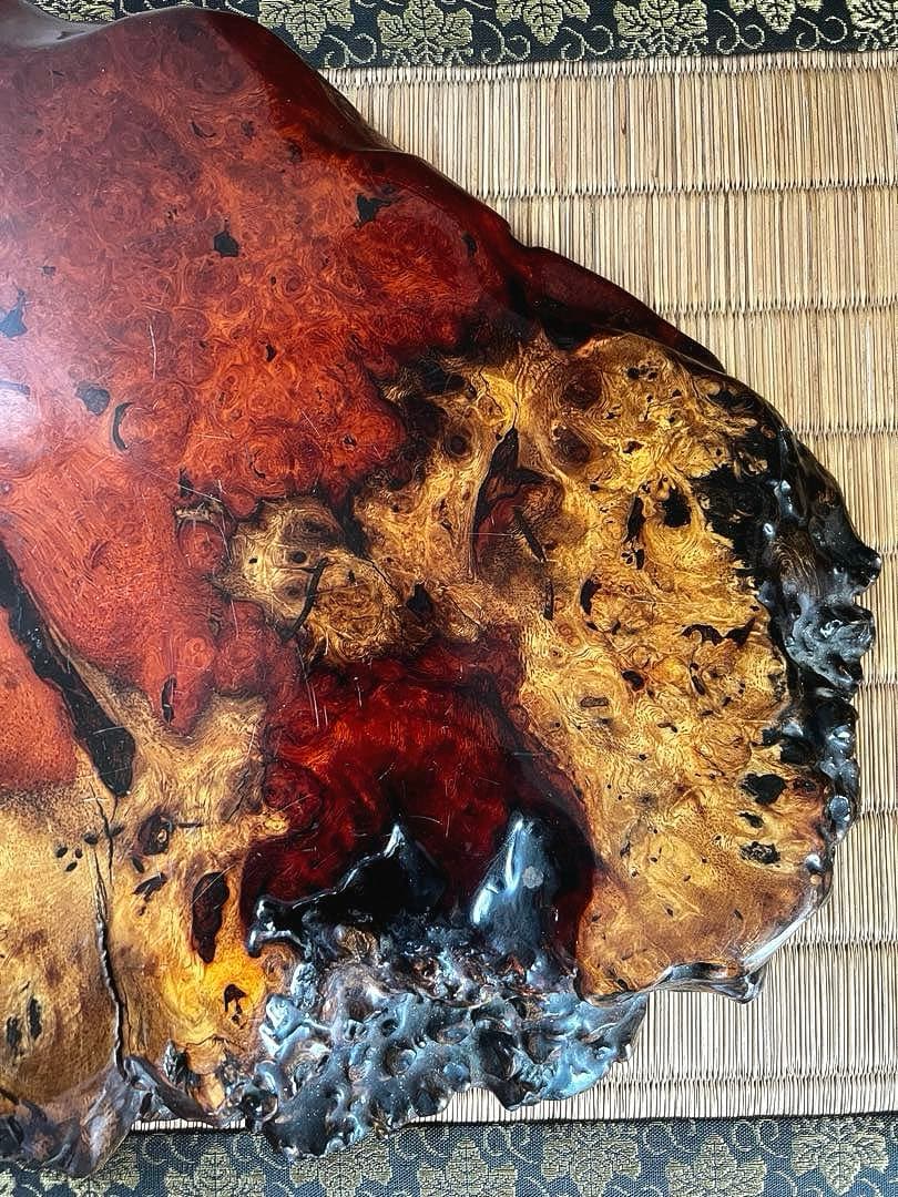 天然時代木 花梨 玉杢 美杢 瘤 花台 香台 盆栽台 敷板 46㎝