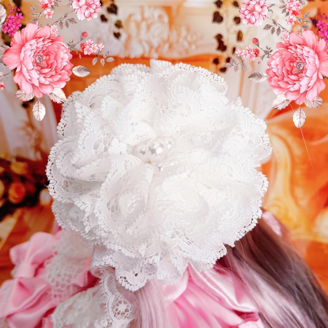 ミリィ　リカちゃんサイズ　ピンク　リボンのロココ調ドレス　手作り　ドール服