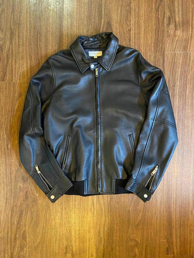MELINDAGLOSS ブラックラムレザーシングルライダースジャケット