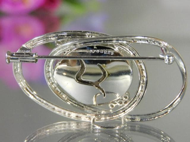 天然ボルダーオパール ダイヤ入 K18WG K14WGブローチ 帯留 ユーズド品